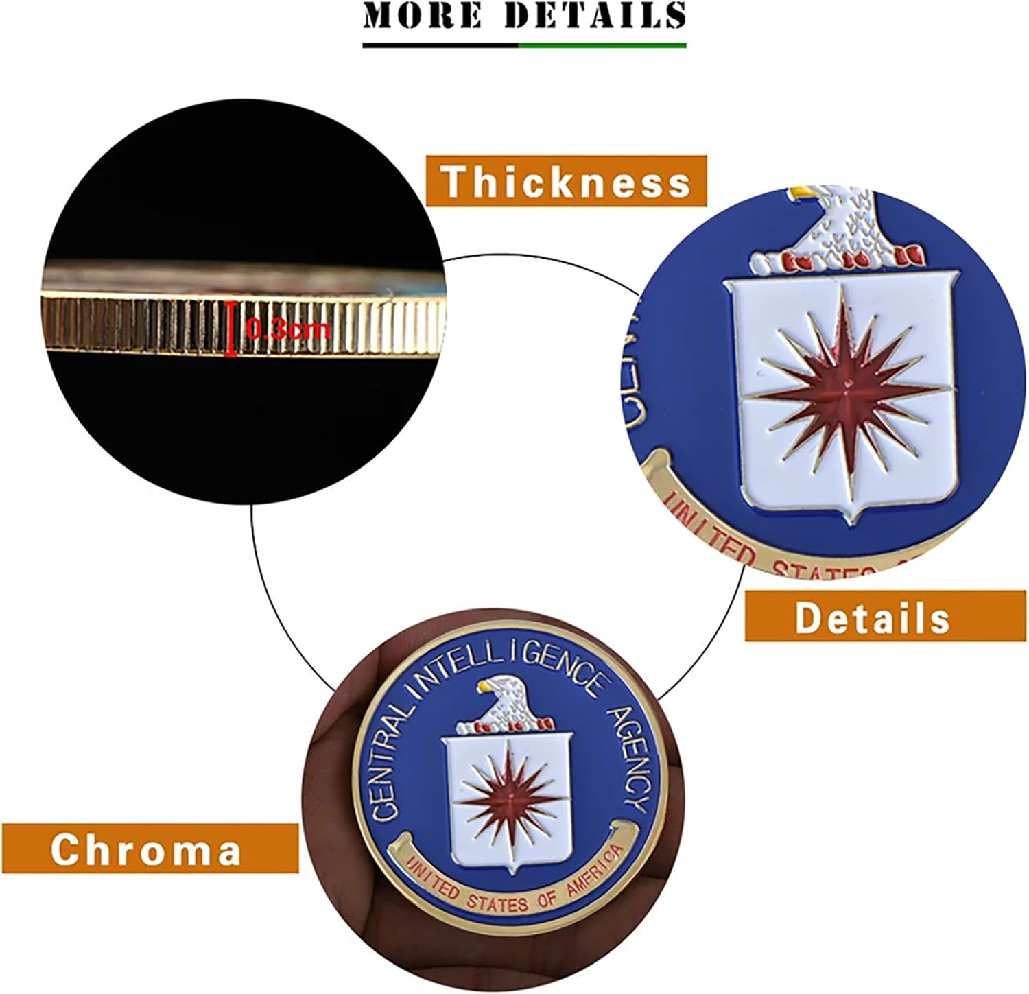 CIA Challenge Coin - U.S. Government Great Seal Coin with Eagle & Star - 1.57" Limited Edition Collectible Coin, Perfect Memorabilia