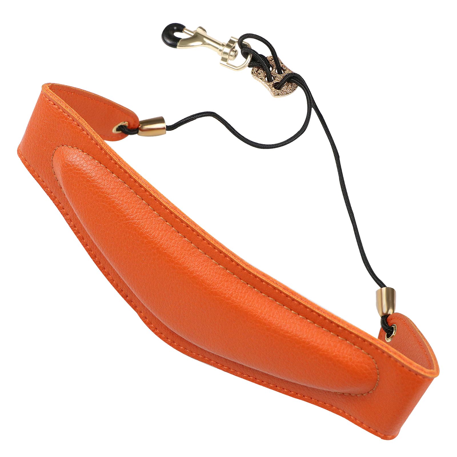 KUWAN Saxophone Neck Strap Soft Sax Leather strap Padded for Alto Sax Tenor Clarinet Baritone Soprano Horn Music Instrument (1, ORANG1)