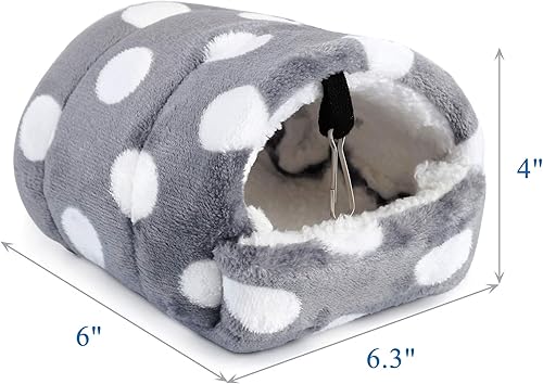 Miniatura 2 de Mogoko Juego de cama de hamaca y casa de ratas de vellón, cama colgante de 2 niveles y cueva de anidación para conejillos de indias, hámster, hurón,