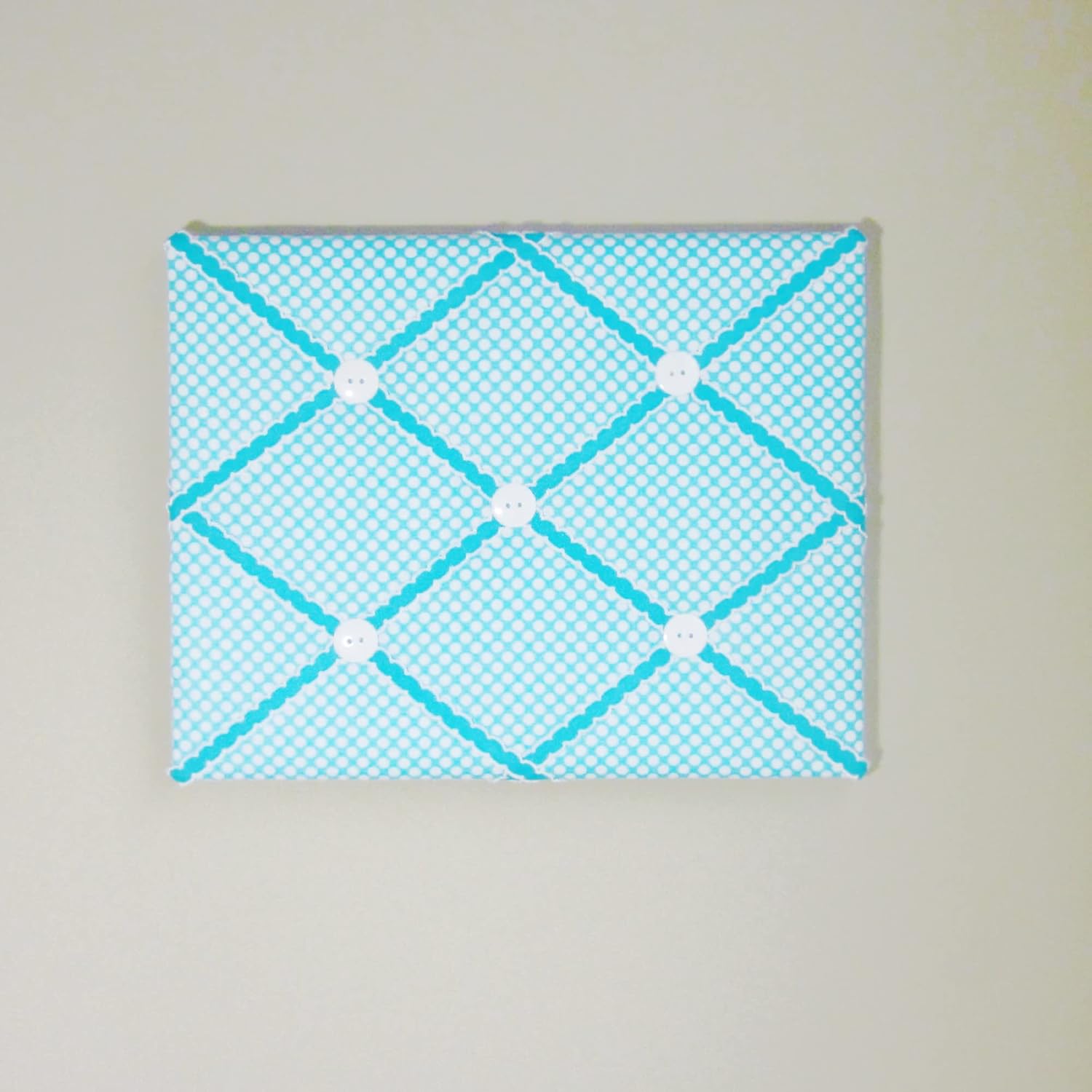 11"x14" Turquoise & White Polka Dot French Memory Board, Bow Board