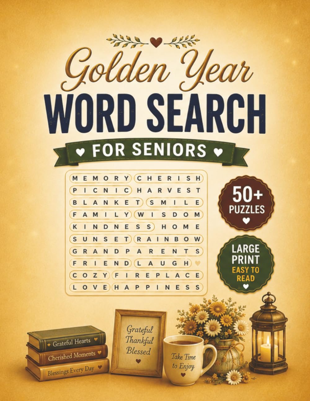 Large Print Golden Years Word Search Puzzle Book For Seniors: Word Searches with Easy-to-Read Large Print about Classic Memories, Relaxation & Senior ... | 50+ Puzzles | Gift for Seniors, Retirees