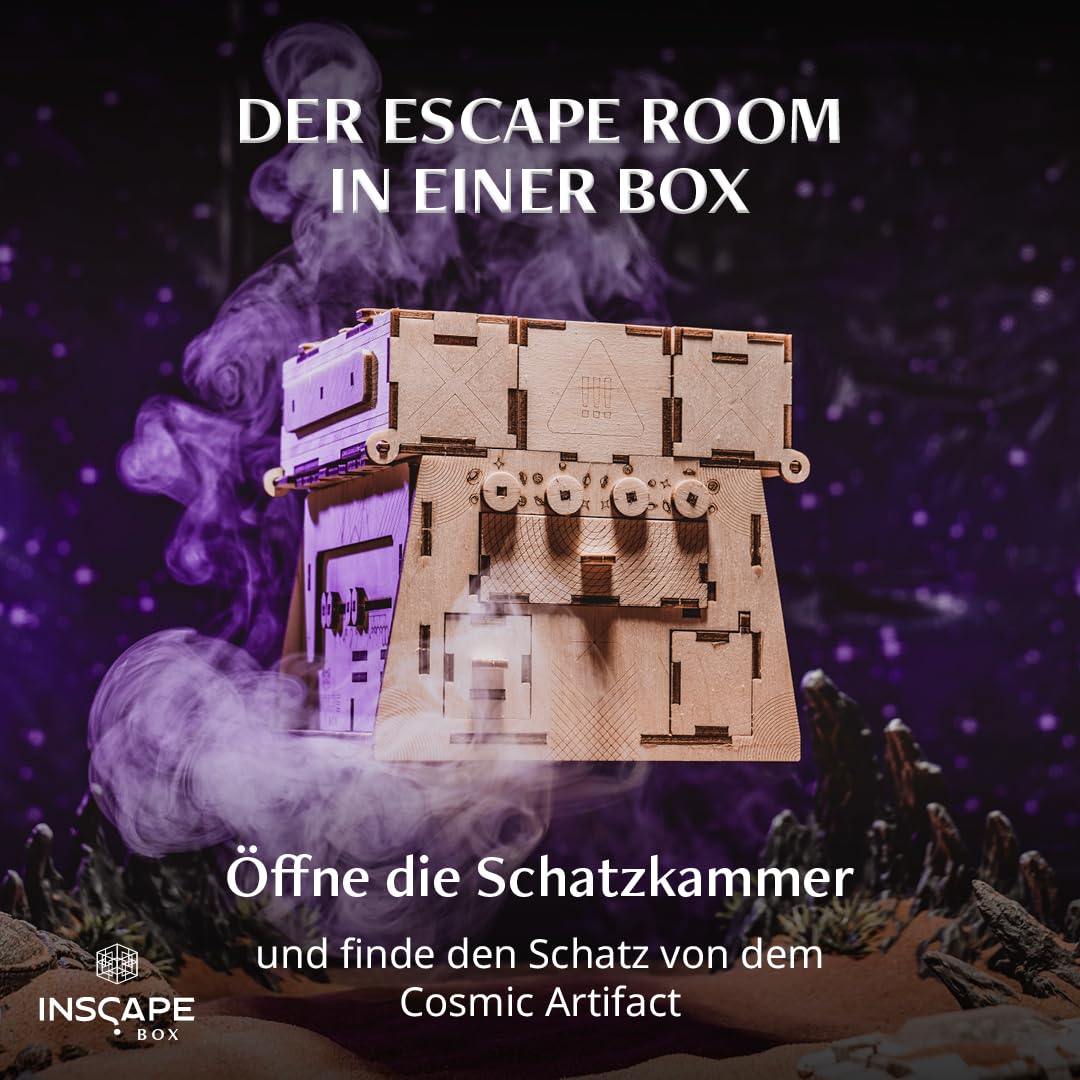 INSCAPE Cosmic Artifact - Cluebox - Level 5 sehr schwer - Rätselbox Holz - Puzzle Box - Escape Room Spiel Erwachsene - Knobelspiele - 3D Holzpuzzle - Denkspiele