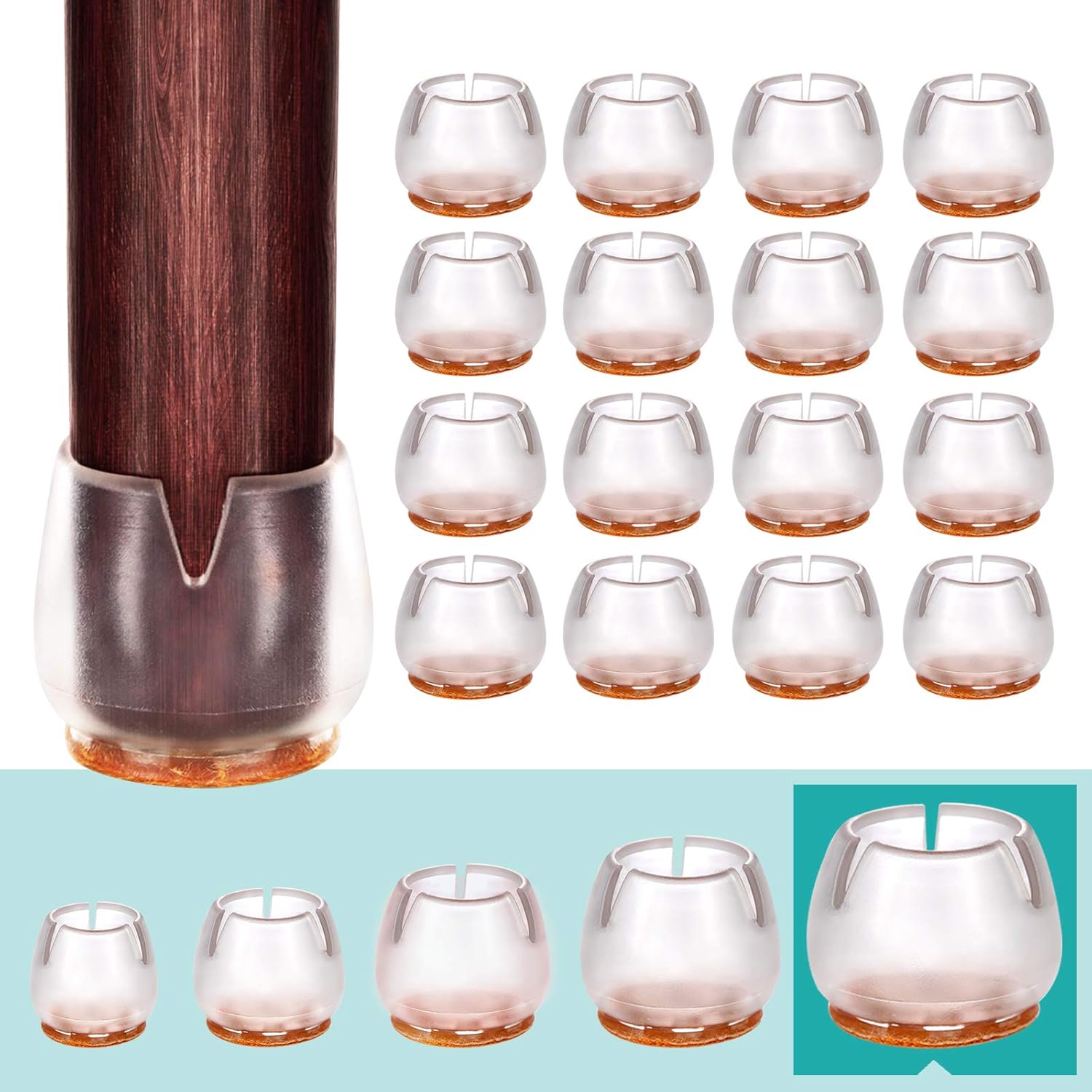 Amazon Com Melonboat 1 1 2 To 1 5 8 Chair Leg Floor Protectors Chair Leg Caps With Pads Chair Leg Covers For Hardwood To Protect Floors A Rd040 Fit Round Leg 1 5 1 63 16 Pack Tools