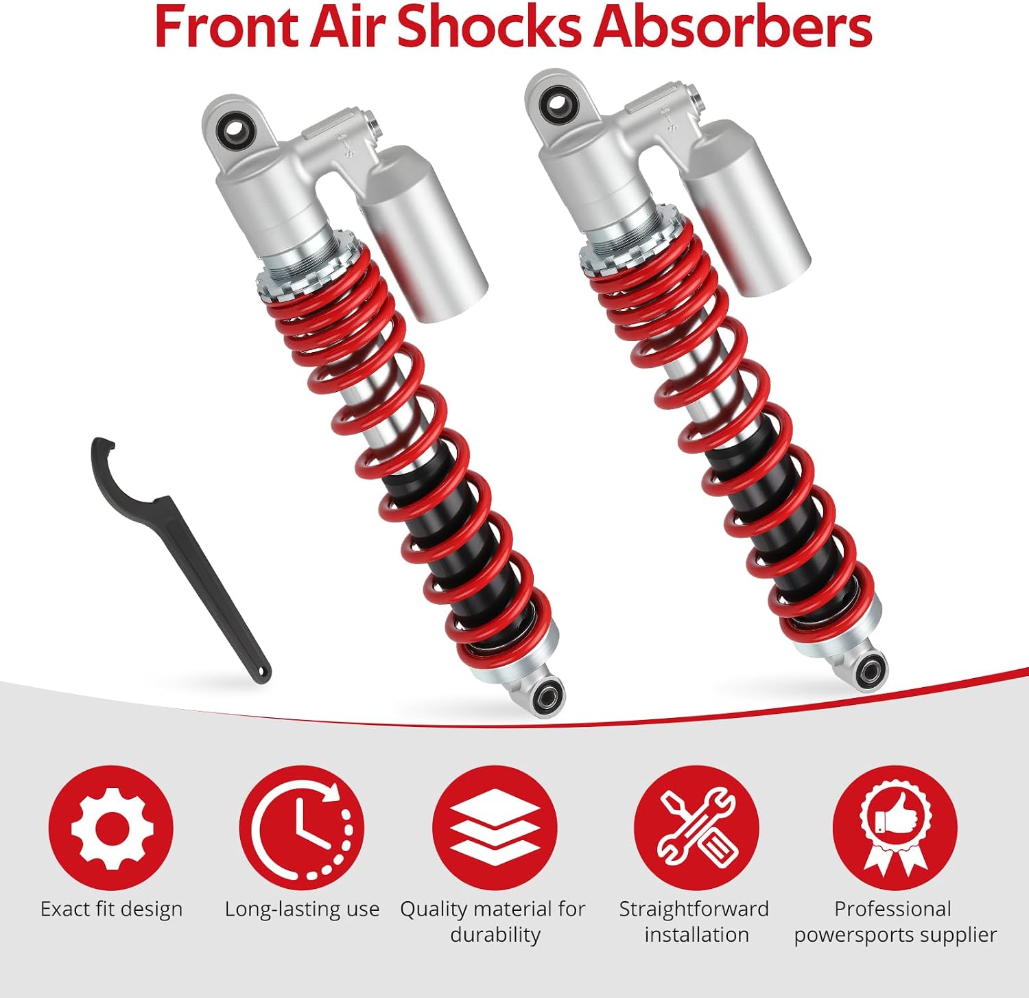 JAVIK 2 Pcs Front Air Shocks Absorbers With Adjustable Tool For Suzuki QuadSport Z 400 LT-Z400 2003-2014