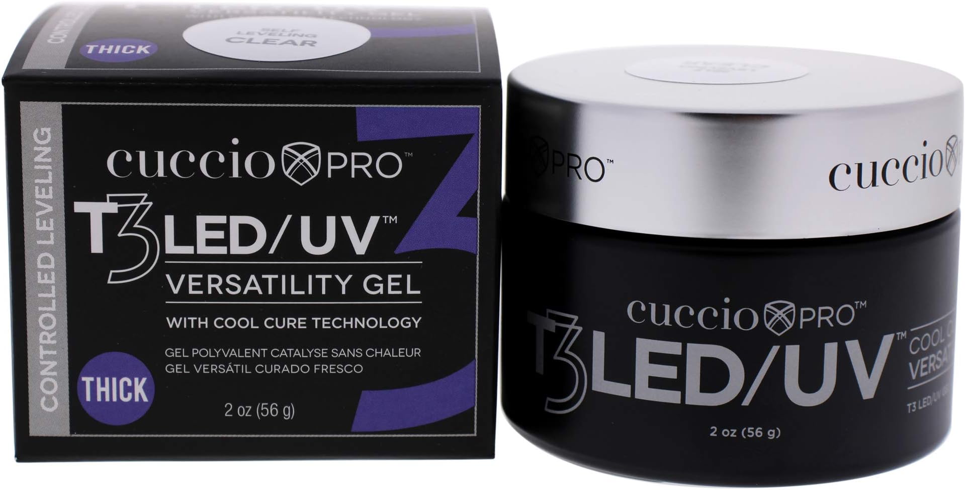 T3 Cool Cure Versatility Gel - Self Leveling Clear by Cuccio Pro for Women - 2 oz Nail Gel
