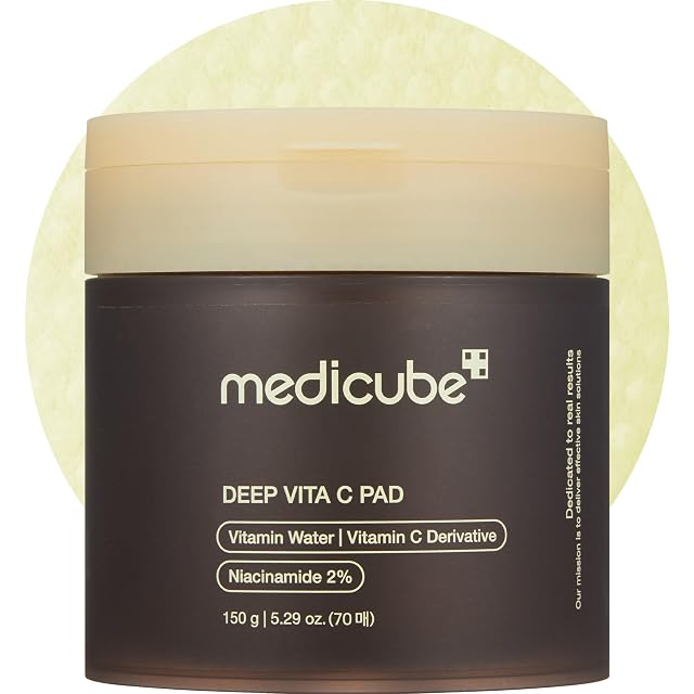 medicube Toner Pads Deep Vita C Facial Toner Pad for Uneven Skin Tone Texture Vitamin Water and 3