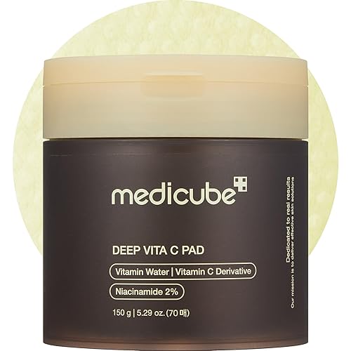 Medicube Deep Vita C Facial Pads, Vitamin C Toner Pads for Uneven Skin Tone, 500,000PPM of vitamin water & 3 types of vitamin, Hydrating & Resurfacing (70 sheets) - Deep Vita C Pads - 70 Count (Pack of 1)