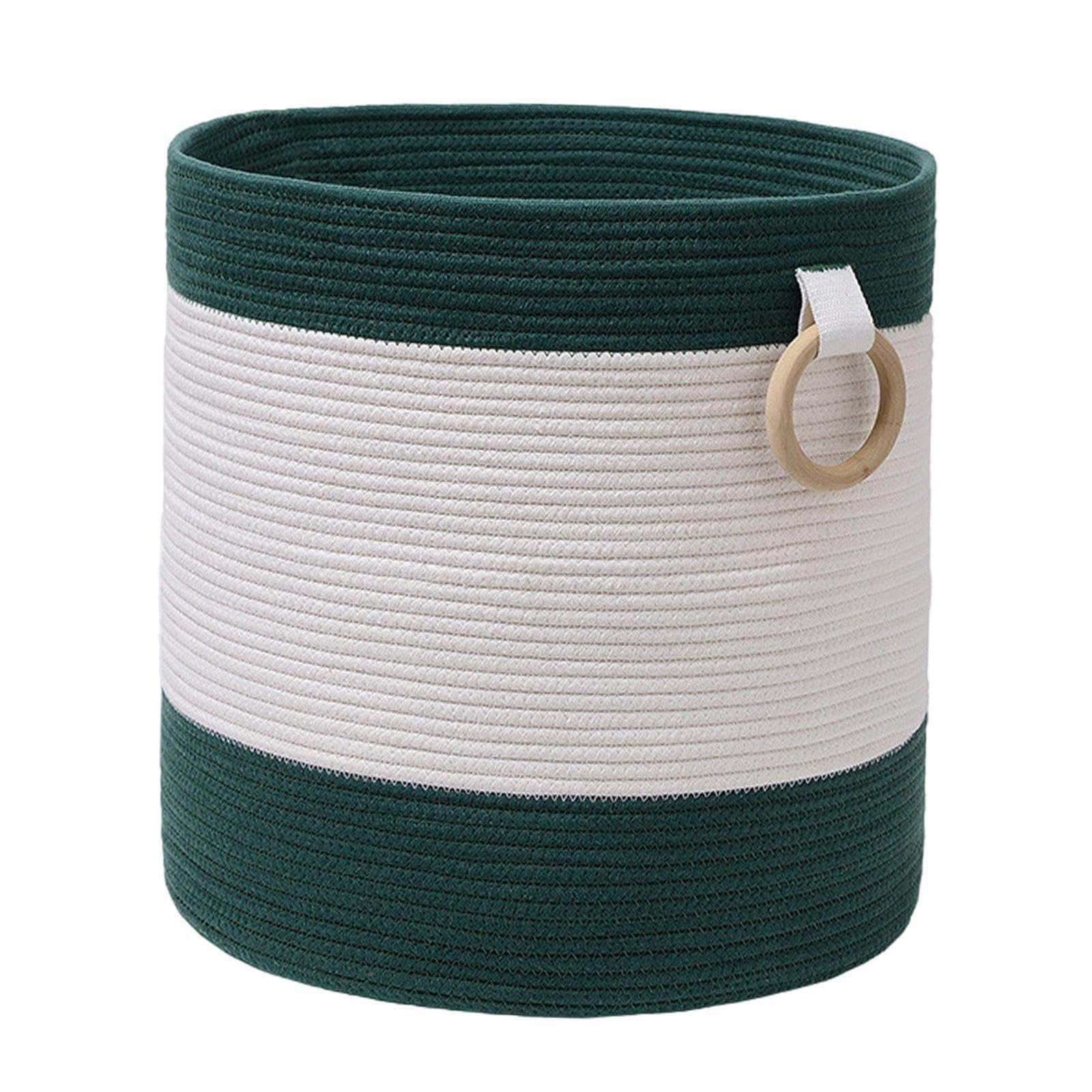 Pixzcsa Durable Woven Rope Laundry Basket Organizer Portable Storing