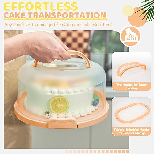 Miniatura 29 de Ohuhu - Porta pasteles con tapa y asa, recipientes para pasteles sin BPA para pasteles de 10 pulgadas con 2 asas, cubierta de plástico, base de dos