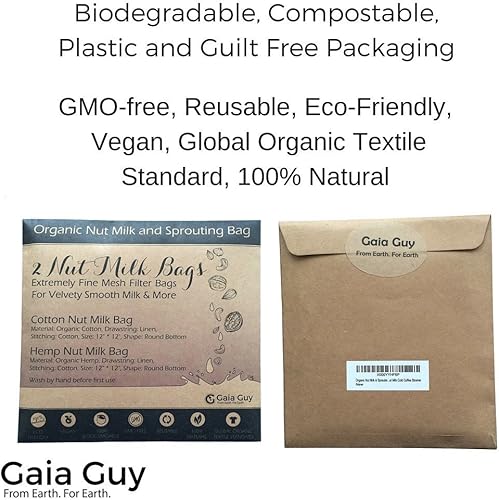 Miniatura 2 de 2 bolsas de leche de nuez extra grandes, 15 x 15 pulgadas, colador de alimentos reutilizables de cáñamo natural para yogur, queso, leche de nueces,