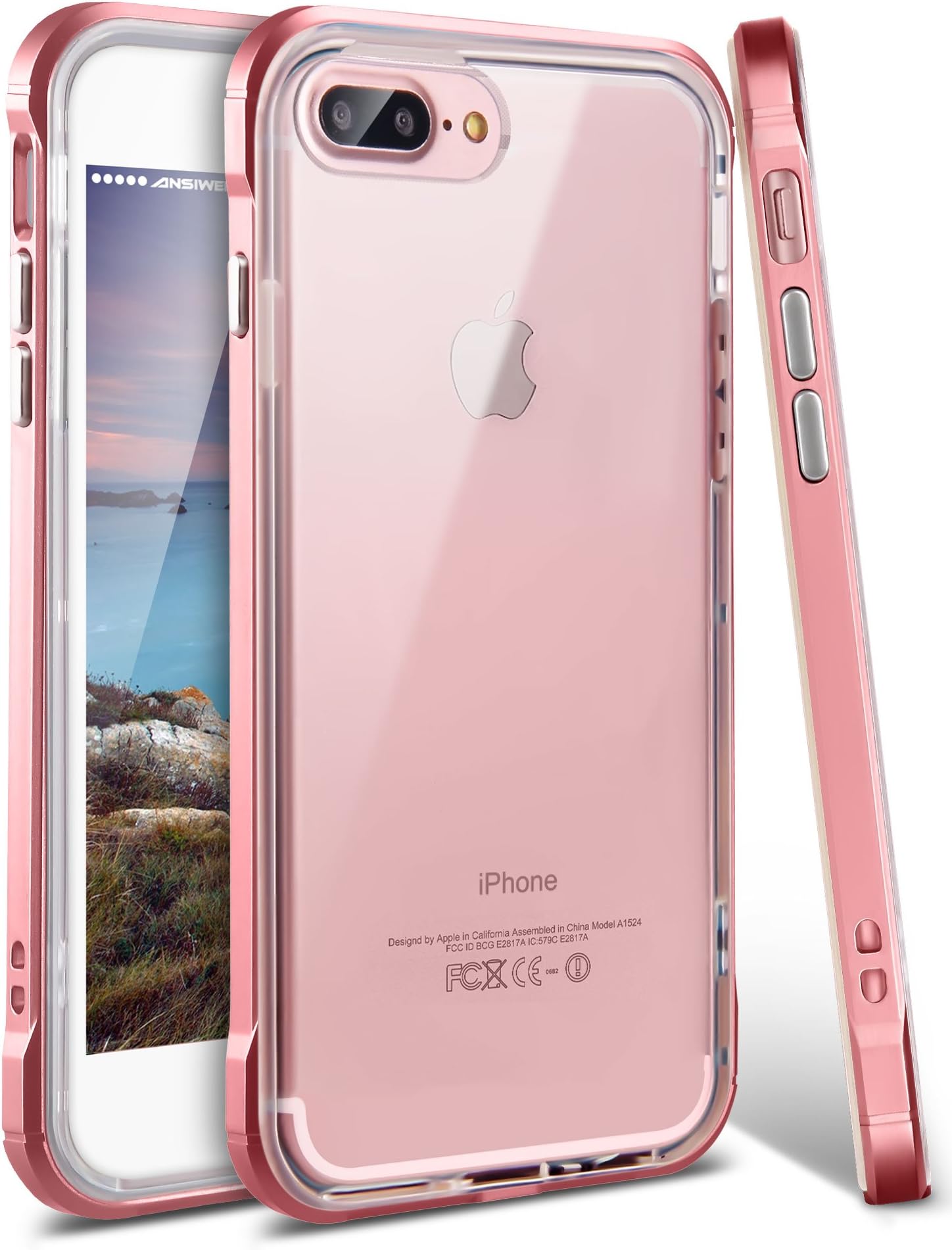 iPhone 8 Plus Case, iPhone 7 Plus Case, Ansiwee Shockproof Armor iPhone 7 Plus Protective Defender Impact Resistant Slim Fit Rubber Bumper Case Cover for Apple iPhone 7/8 Plus 5.5 inch (Rose Gold)
