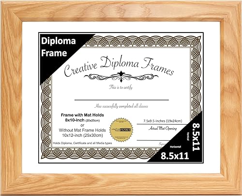Vista 35 de Creative Picture Frames Marco de diploma con acabado de roble de 8 x 10 pulgadas, con caballete de vidrio negro y colgadores de pared instalados