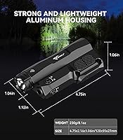 Vista 6 de VOTATU M6LP-G - Combo de luz y láser de alto rendimiento con interruptor táctil fácil integrado, linterna recargable de 3000 LM y haz láser verde