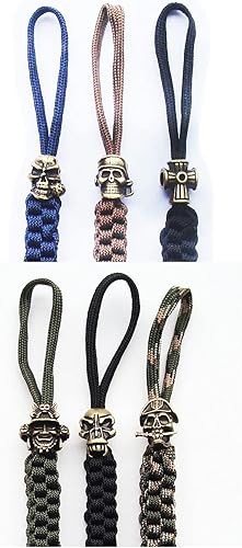 Miniatura 4 de HAISDA - Cuentas de calavera para EDC al aire libre, cuchillos, linternas, paracordbricolaje accesorios de joyería, paquete de 6 (bronce)