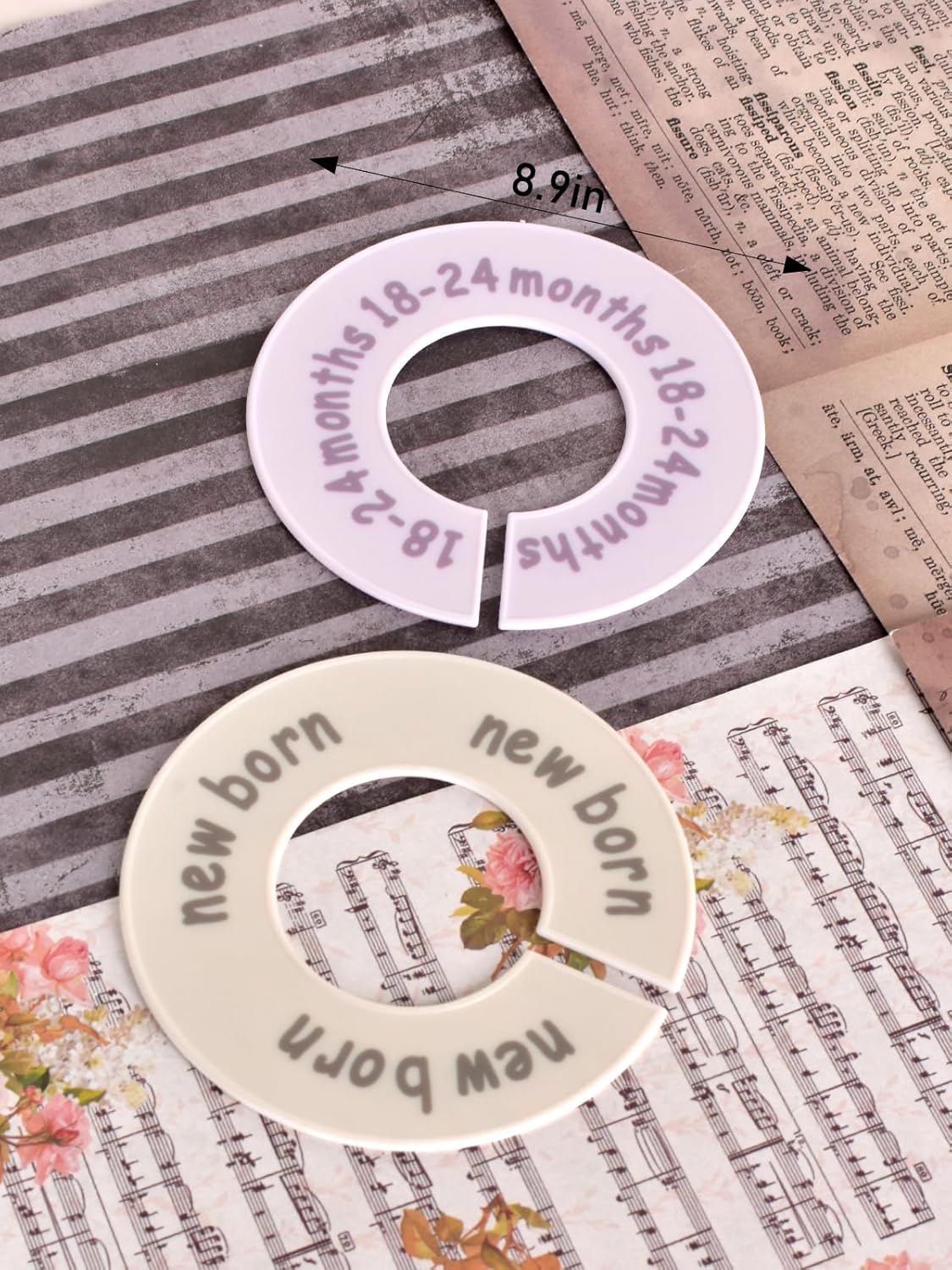 8PCS Closet Divider Set Earth Tone Circular Clothing Organizers, Wardrobe Rod Dividers with Clear Labels, Fits Most Standard Rods