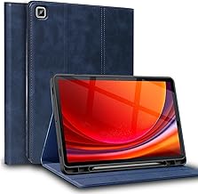 for Samsung Galaxy Tab A7 Lite 8.7 inch Case with S Pen Holder 2021 Model(SM-T220/T225/T227) Genuine Leather Cover Protective Shell.Blue
