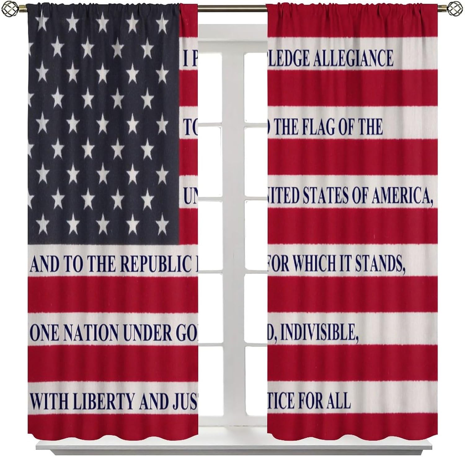 4th of July Curtains United States Flag Patriotic Country Style Curtain with Rod Pocket for Bedroom Living Room Decor Drapes Thermal Insulated Window Treatments 2 Panels Set 42x45 Inch