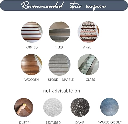 Miniatura 6 de Tira de vinilo autoadhesiva, fácil de recortar y limpiar, reposicionable, extraíble, resistente al agua, murales para calcomanías de escalera,