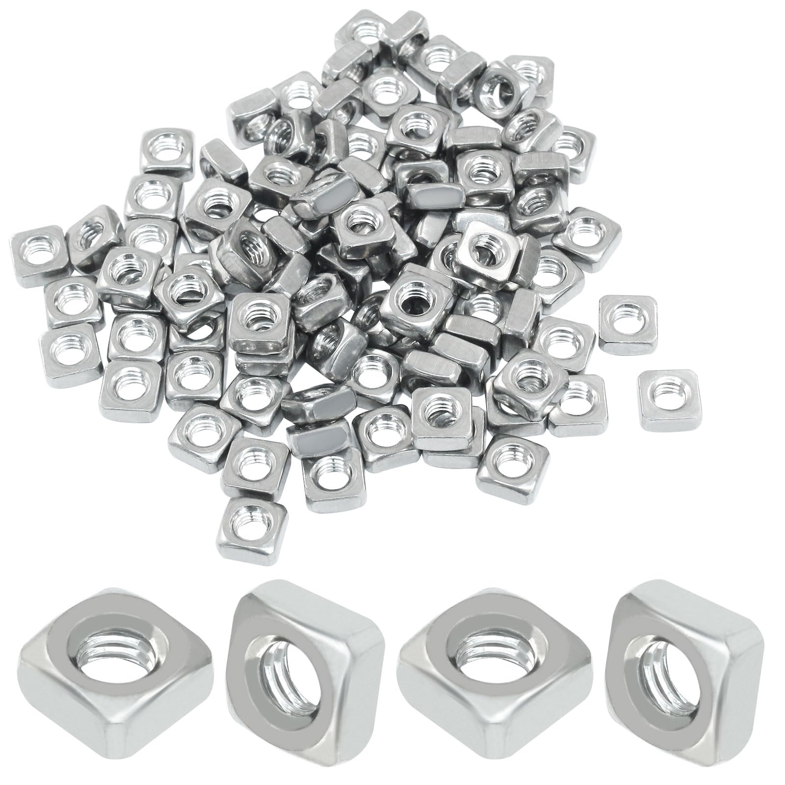 Stainless Steel Square Nuts - 50 Pack M6 -6