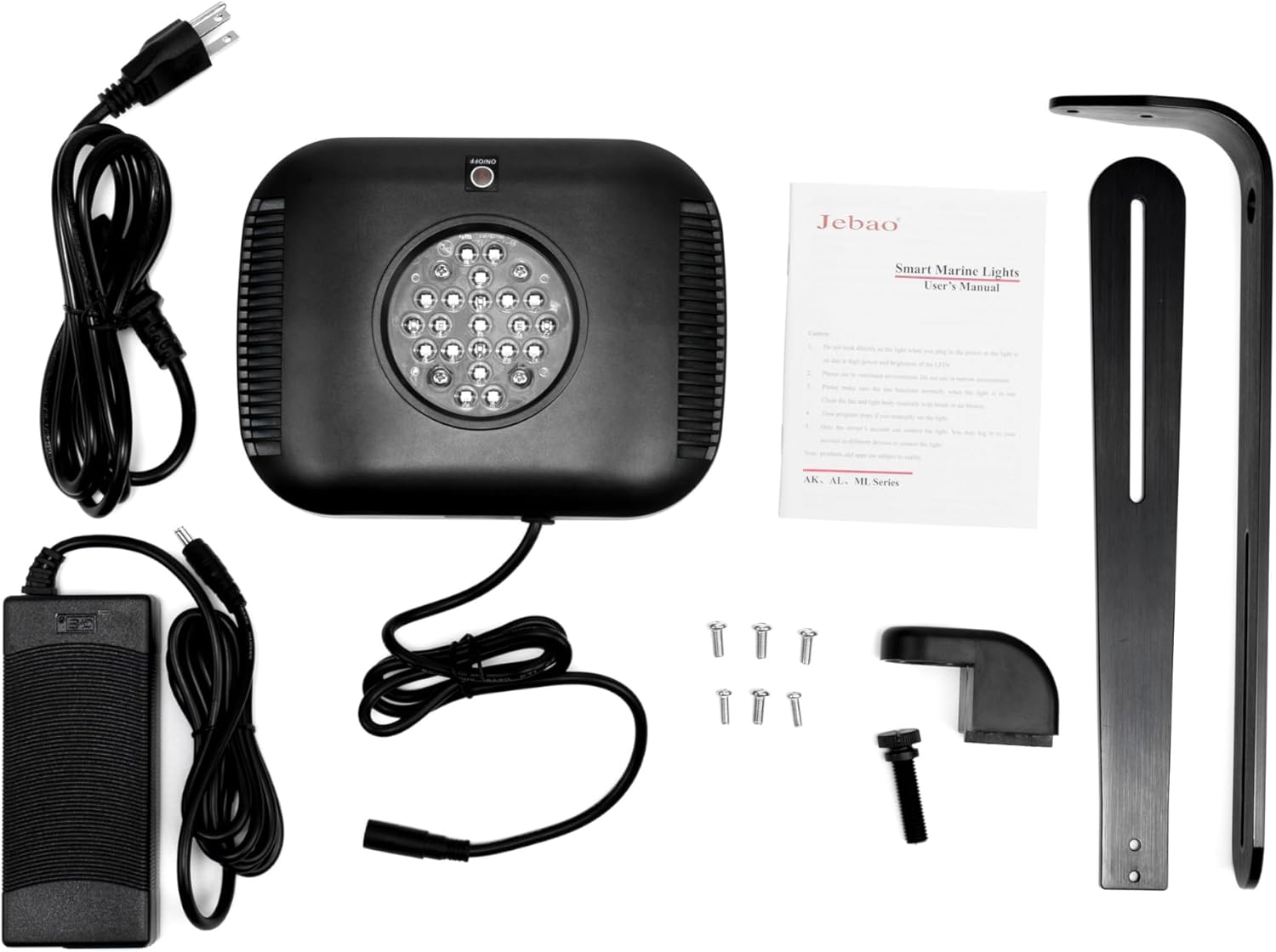 Jebao Smart Marine Lights box showing 'Download on the App Store' and 'Get it on Google Play' logos.