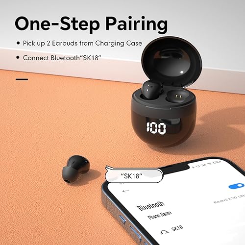 Miniatura 6 de Mini auriculares invisibles inalámbricos Bluetooth, de perfil bajo, micro más pequeños diminutos, discretos, ocultos para el trabajo, auriculares