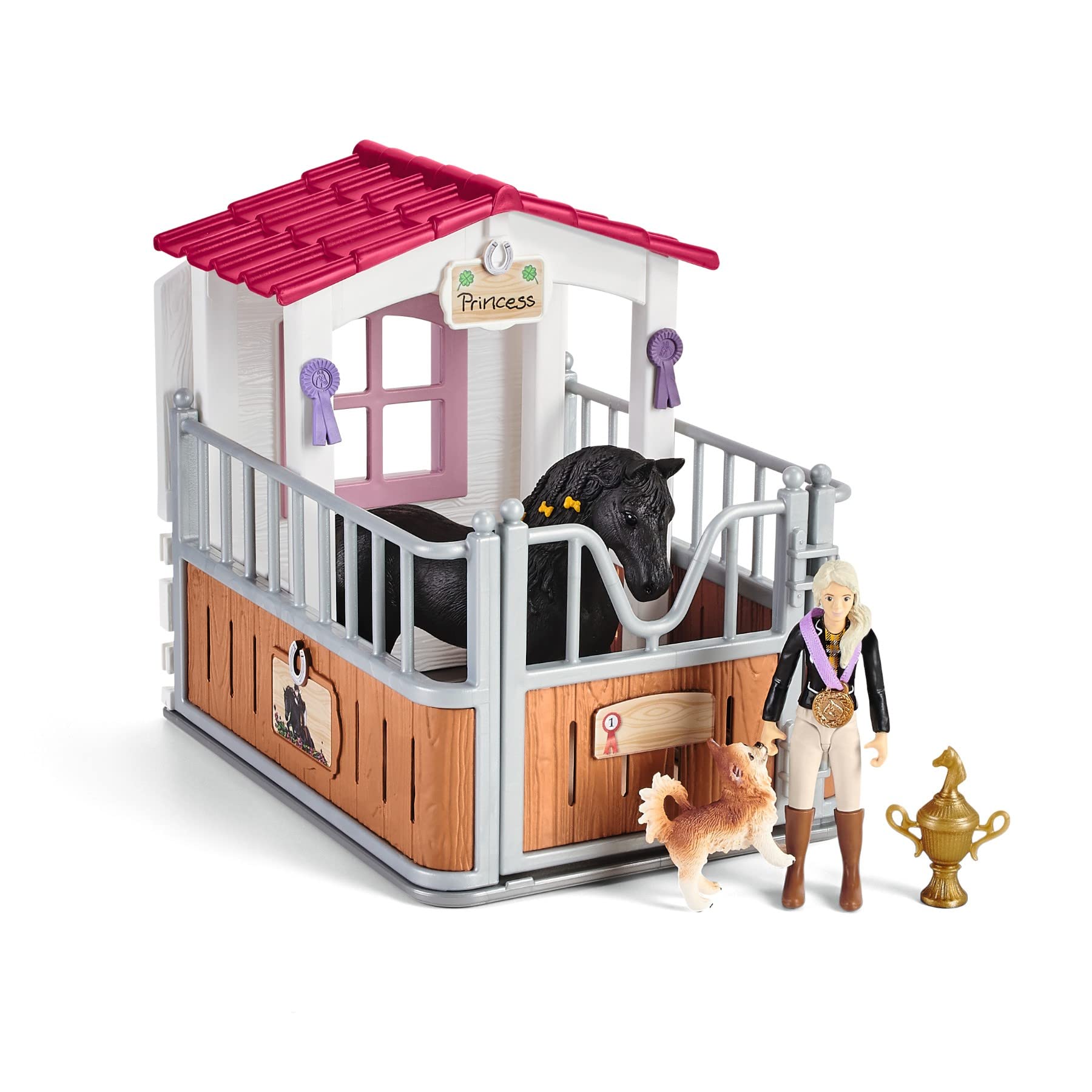 SCHLEICH 42437 Horse Club Pferdebox mit Horse Club Tori & Princess & 42438 Horse Club Waschplatz mit Horse Club Emily & Luna
