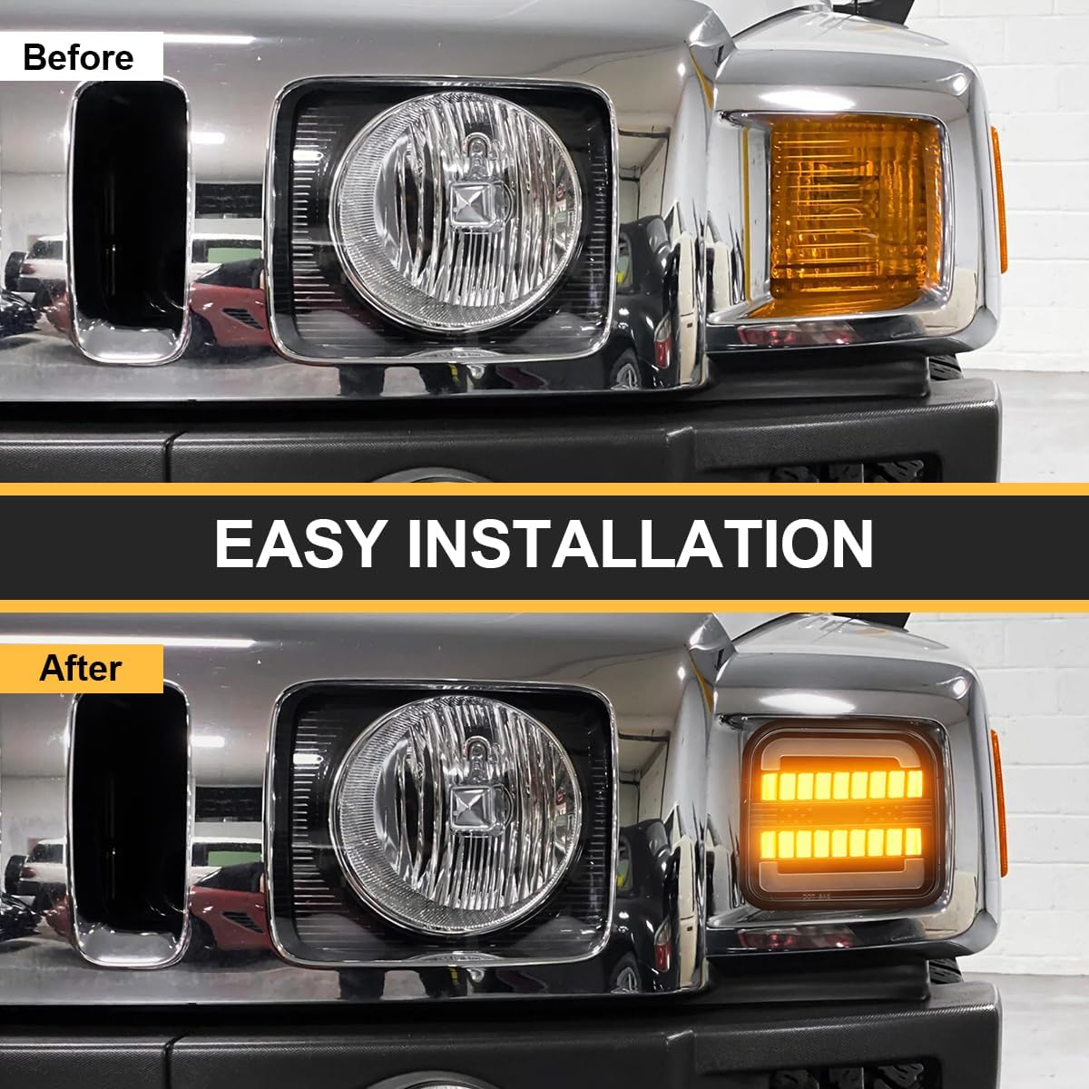 Front Turn Signal Corner Marker Lights Compatible with H3 H3T 2006 2007 2008 2009 2010 Yellow Dynmaic Sequential Blink LED as Turn Signal Lights,White as Daytime Running Lights (Clear Lens)