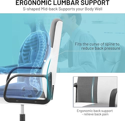 Miniatura 4 de Silla de oficina, silla de escritorio de oficina en casa, silla de trabajo tapizada con respaldo alto, silla de trabajo tapizada acolchada de tela,