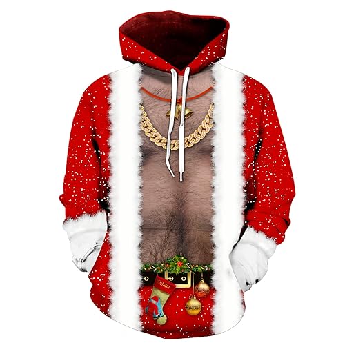SANKILL Graphic Hoodies for Men Funny Novelty Pullover Sweatshirt Xmas