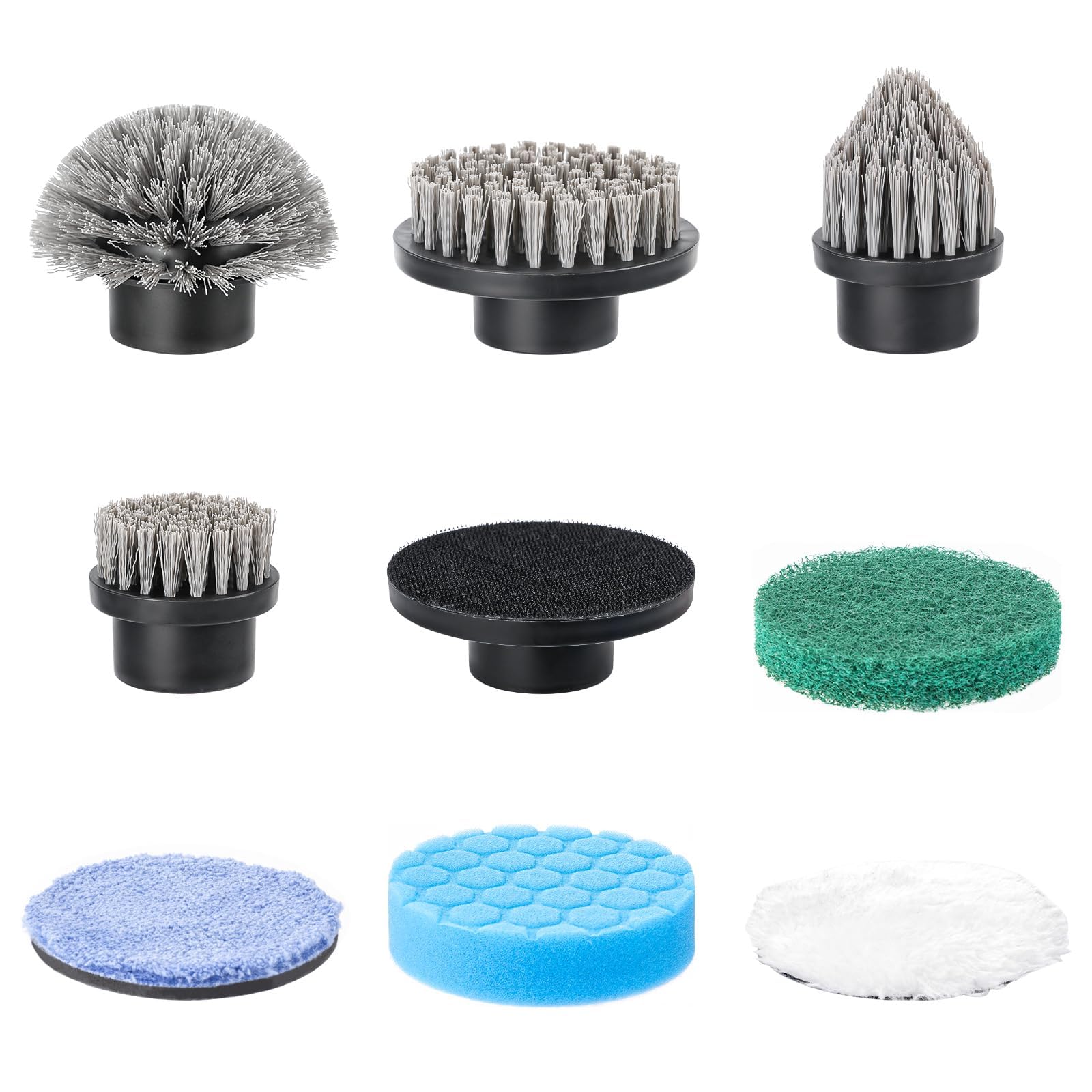 WHATOOK Electric Spin Scrubber Accessories Sets, 9 Replacement Brush Attachments for WHATOOK Spin Scrubber，White