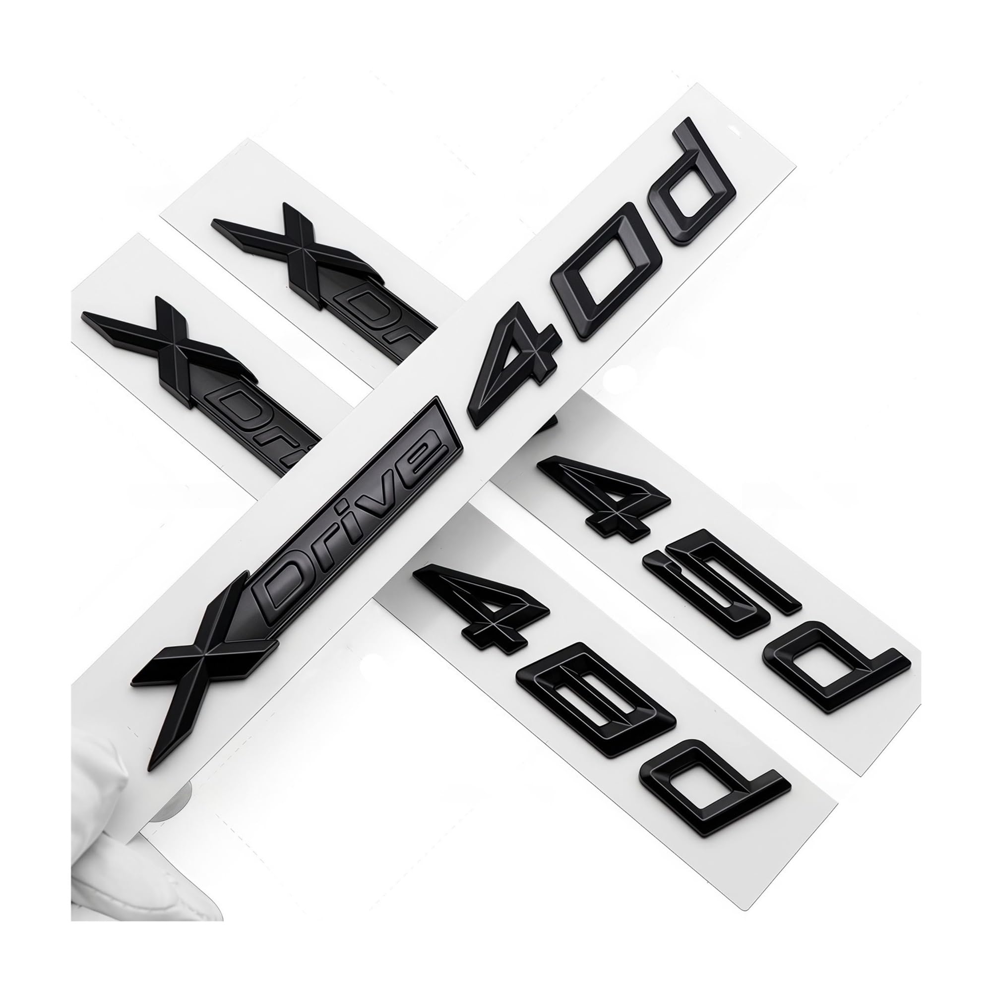 Emblemas 3D ABS for Guardabarros de Coche X Drive 18d, 20d, 23d, 25d, 28d, 30d, 35d, 40d, 45d, 48d, 50d y 55d, compatibles con X1, X3, X4, X5, X6 y X7(Gloss Black,X Drive 40d)