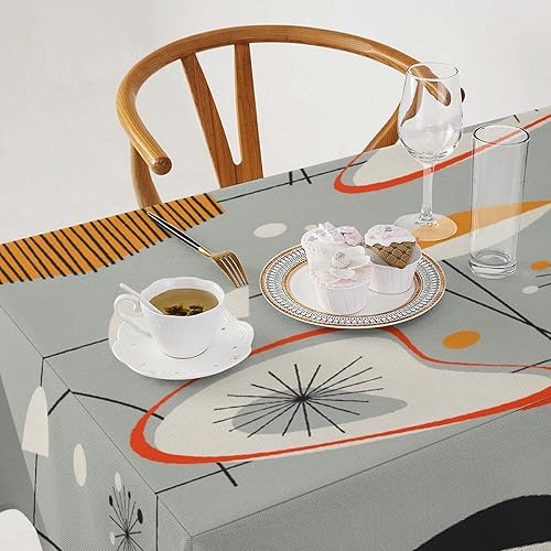 Miniatura 796 de Mantel floral hippie, diseño retro de los años 70, naranja, rosa, azul, floral, bohemio, estampado estético de margaritas, para fiesta, picnic