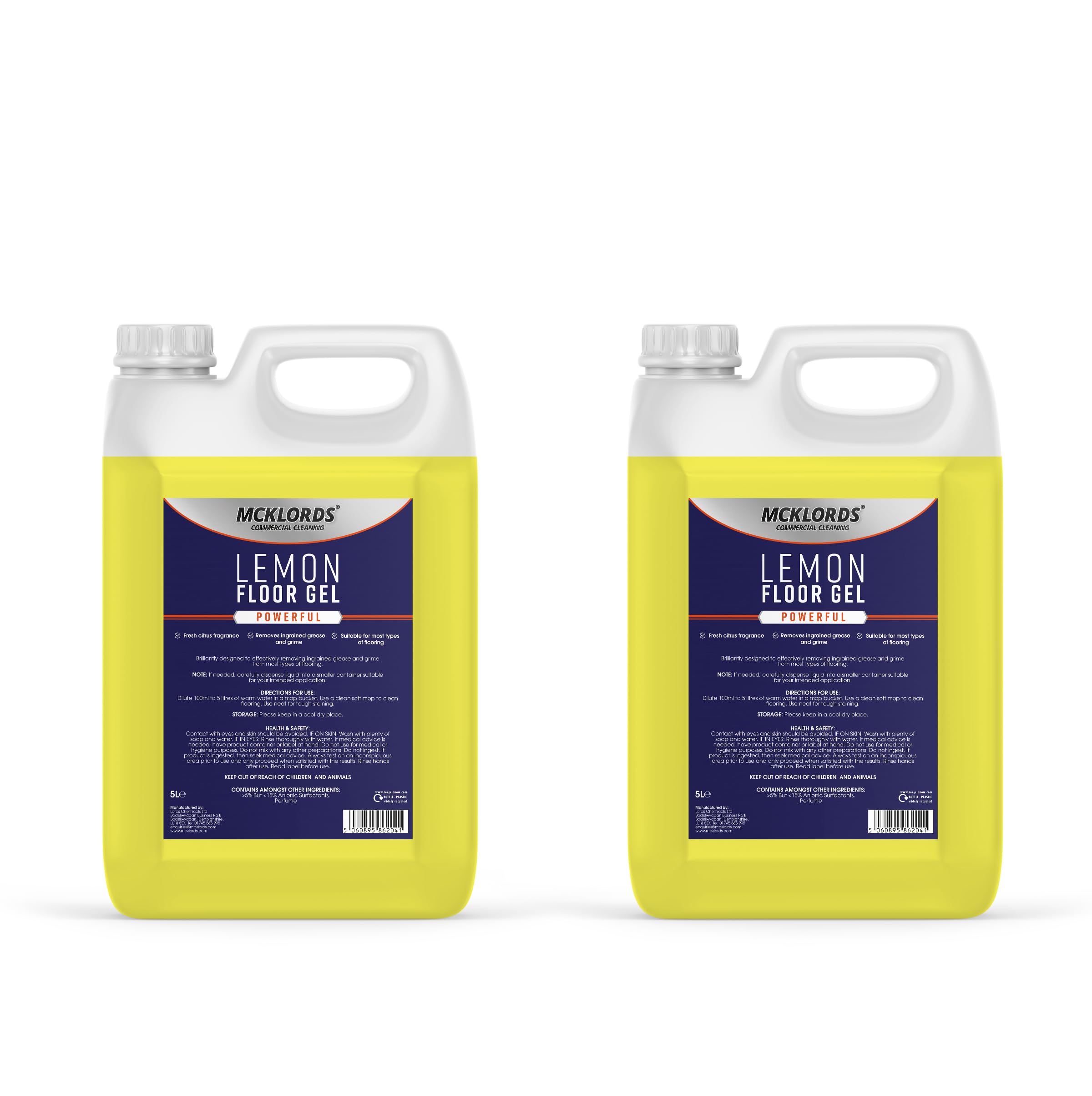 McKLords Commercial - Lemon Floor Gel - 10 Litre (2x5 Litre)