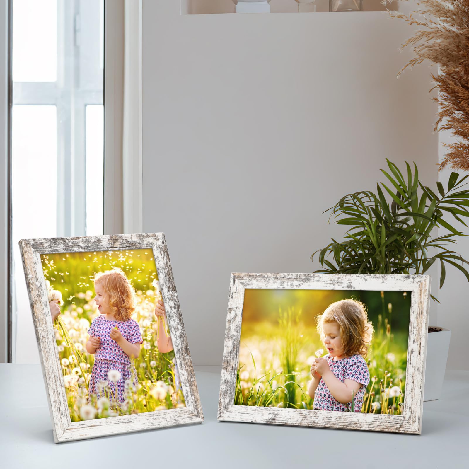 Eitida 30,5 x 40,6 cm houten klassieke galerij poster fotolijst 2 stuks, gouden sierlijke kralen binnenkant, gematteerd voor 9x12 foto's, verticale of horizontale muurbevestiging display, geborsteld