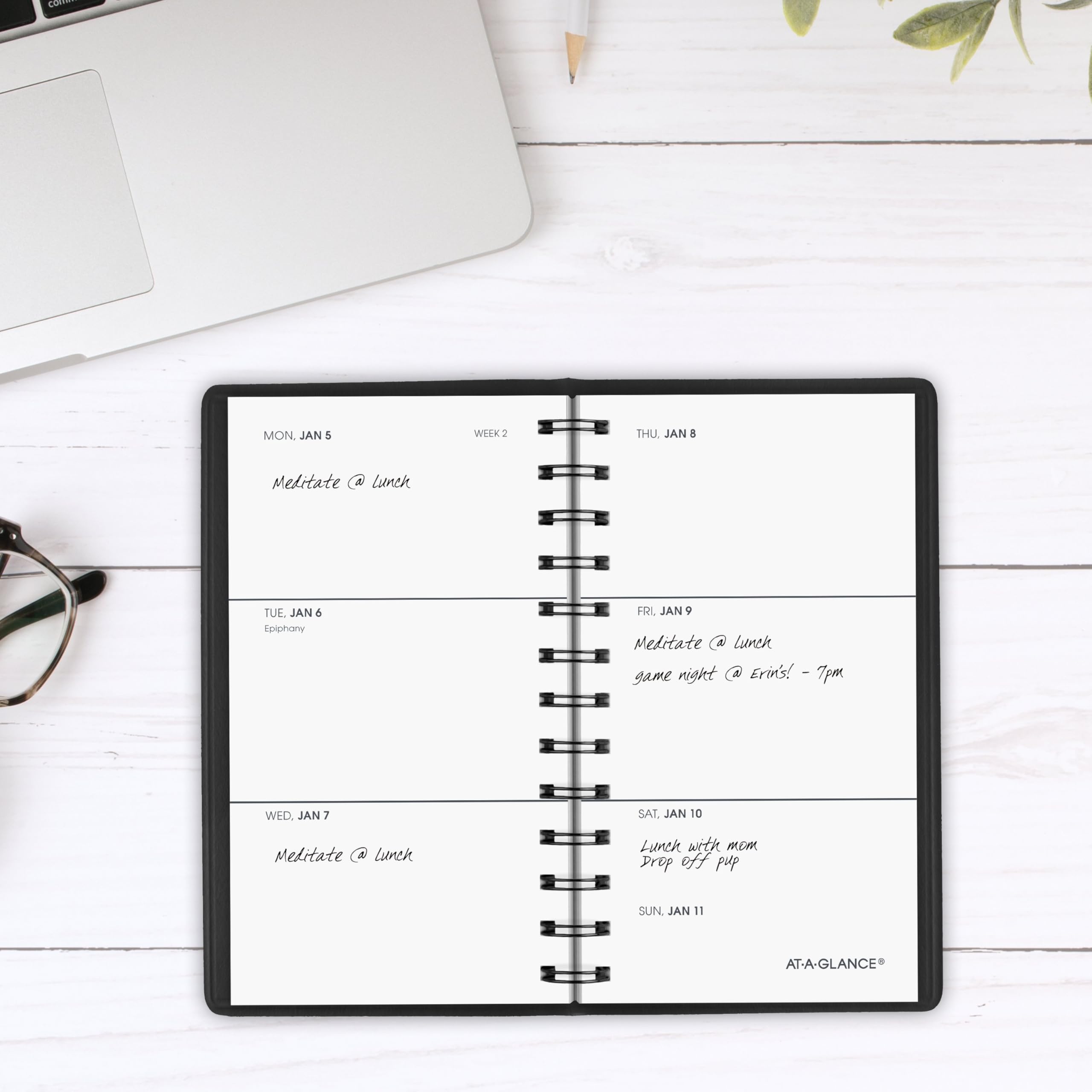 AT-A-GLANCE Agenda settimanale 2026, 6,3 x 11,4 cm, formato tascabile, nero (700350526)