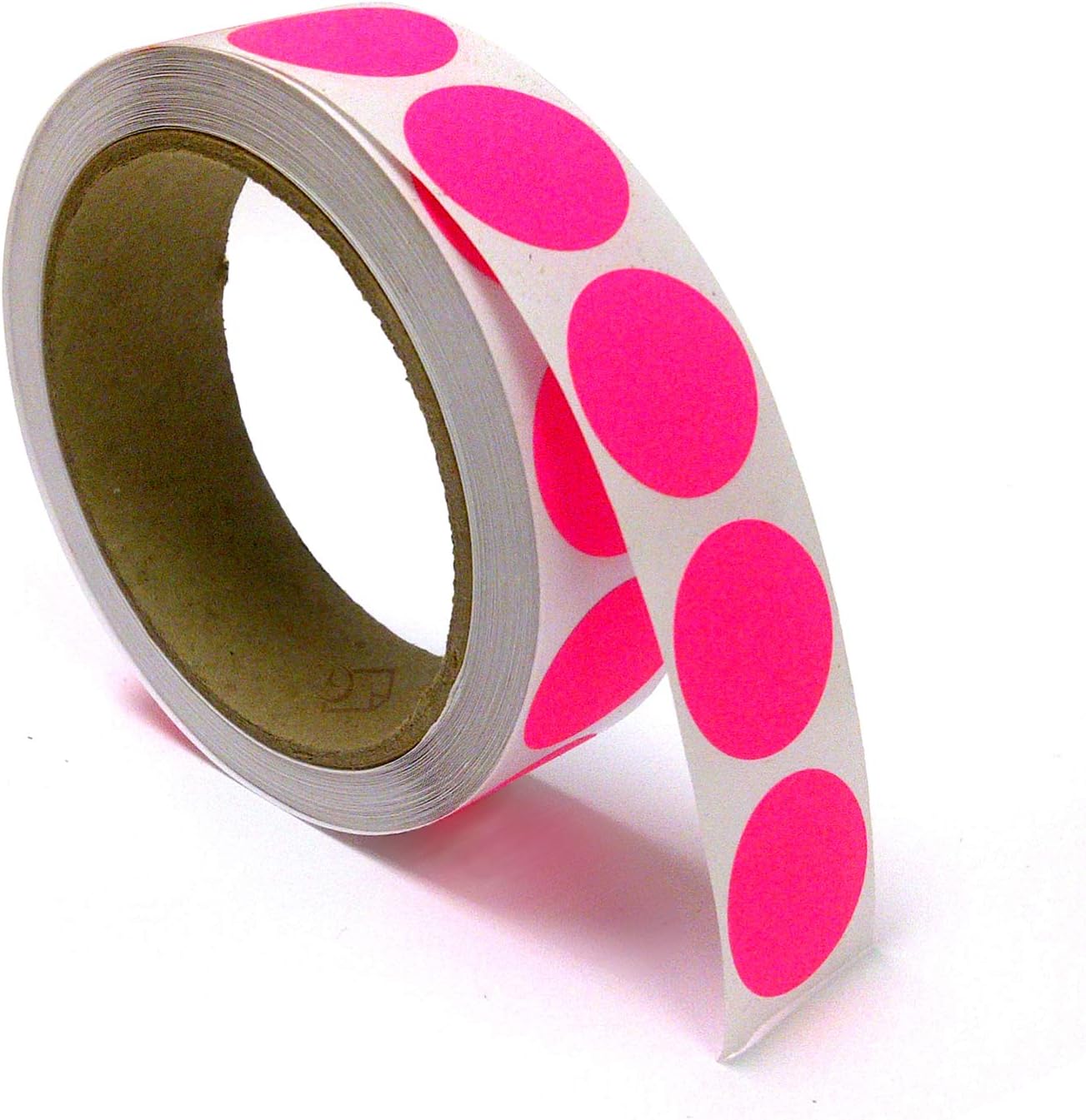 Blank Color Coding Stickers, Writable Surface – 500 Permanent Labels per Roll (Pink Fluorescent, 3" Circle)