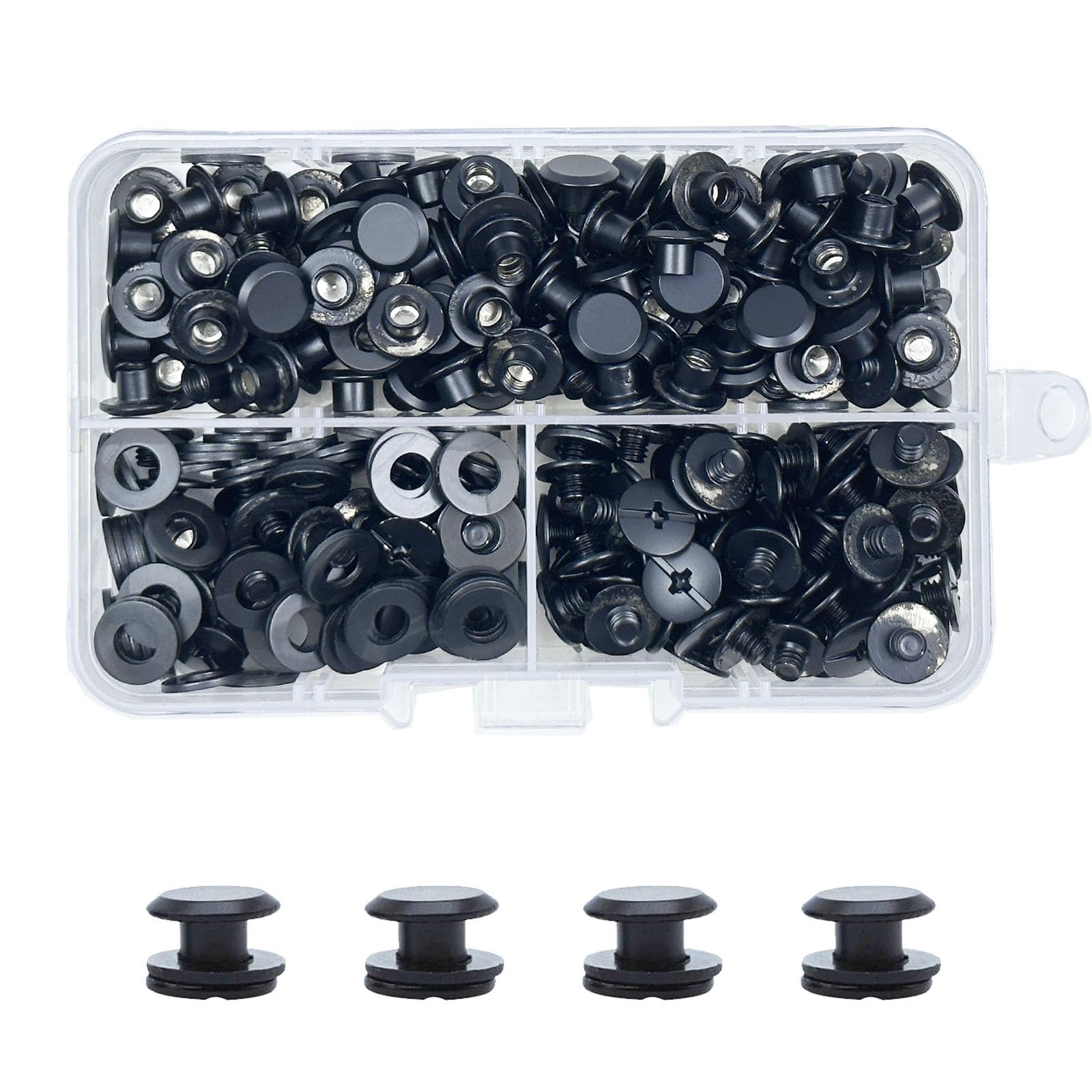 CANGCANG 100 Sets Buchschrauben Schwarz Matt,M5*4 Chicago Bu