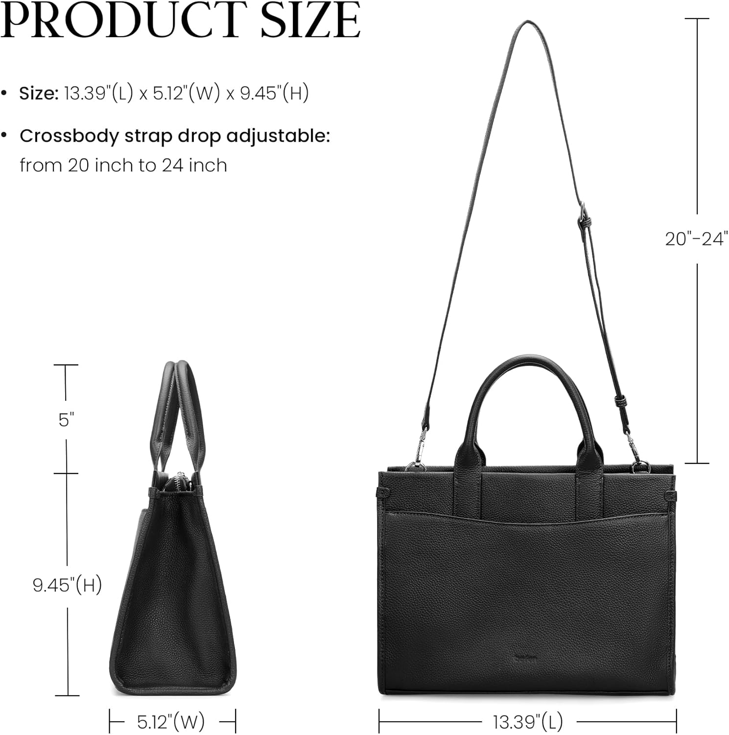 befen Genuine Leather Tote Bag for Women Satchel Crossbody Bags with Top-handle Womens Purse Handbags with Zipper and Staps - Image 6