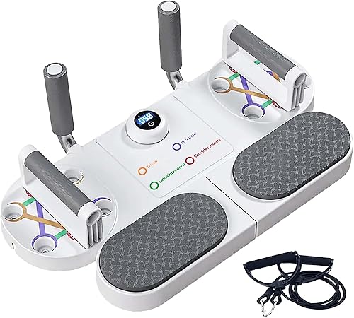 Tabla de empuje portátil multifunción con banda de resistencia, coderas y contador, equipo profesional de entrenamiento de fuerza para