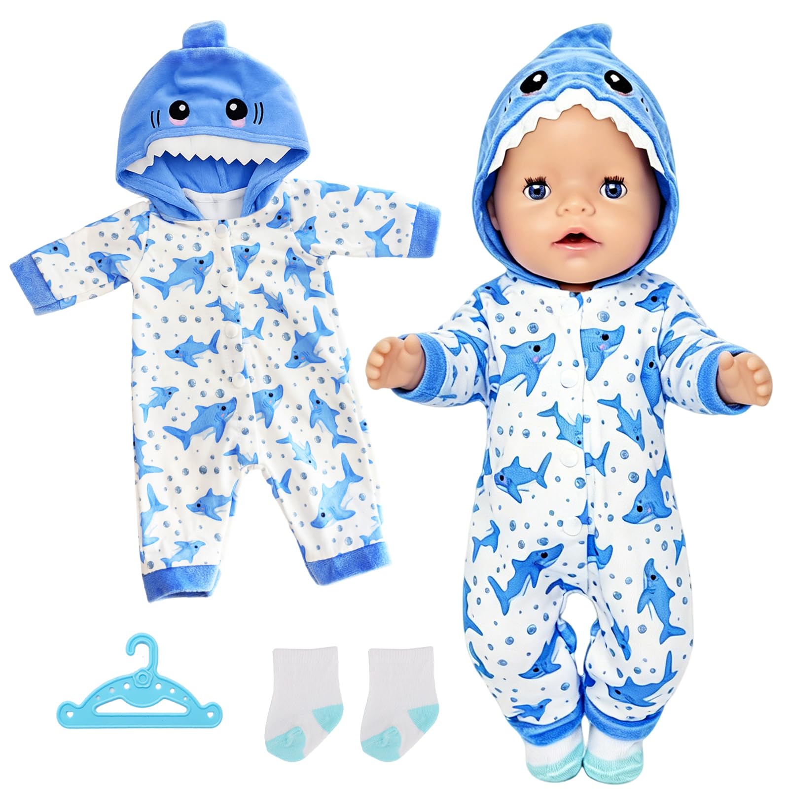 Baby Doll Clothes for 14-17 Inch Baby Dolls, 3 Pcs Cute Blue Doll Clothes
