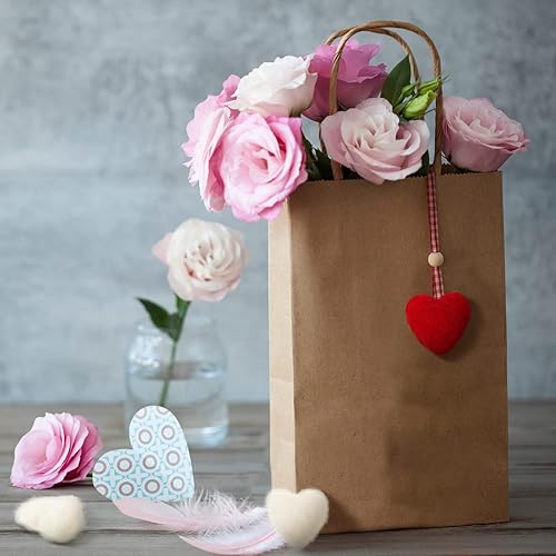 Miniatura 4 de 30 piezas de corazones de fieltro artesanales en forma de corazón de lana de fieltro con forma de corazón de lana con pompón de corazón rojo