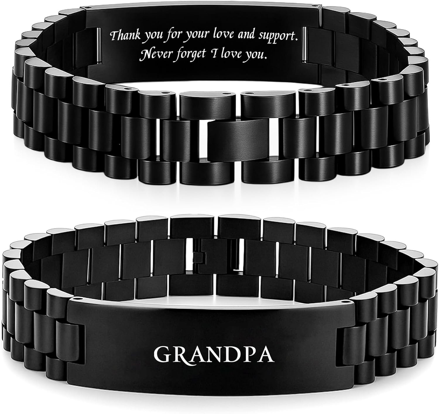 Grandpa Gifts for Grandpa Christmas Xmas Gifts Cool Grandfather Birthday Personalized Grandparents Fathers Day Presents from Granddaughter Grandson Valentines Stainless Steel Link Bracelet 1pcs