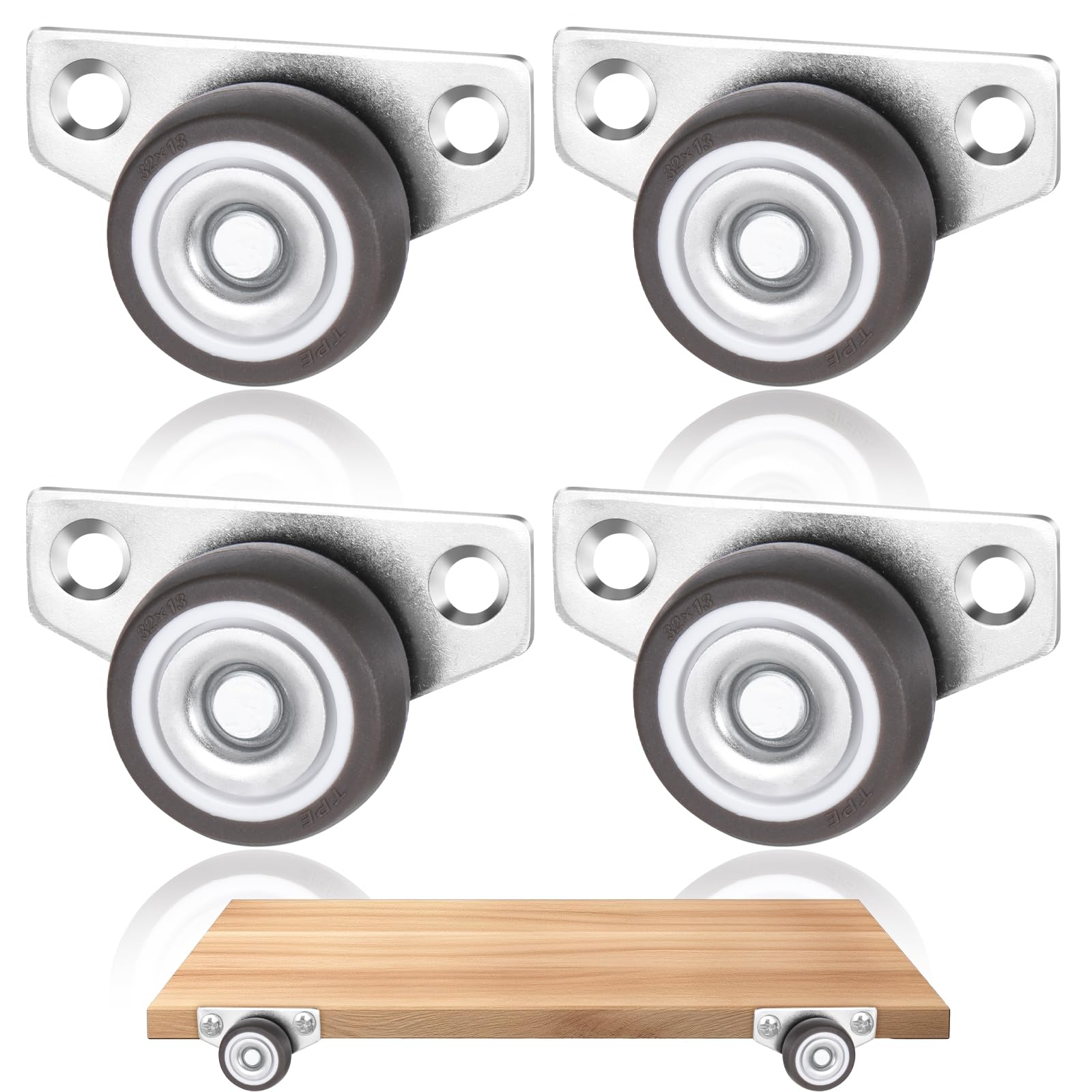 4 PCS 1.25 Inch Mini Caster Wheels and Side Mount Caster Wheels, Small Side Mount Caster Wheels Low Profile Wheels, Little Drawer Rollers Casters Wheels Furniture Drawers DIY Containers Organizer Tray