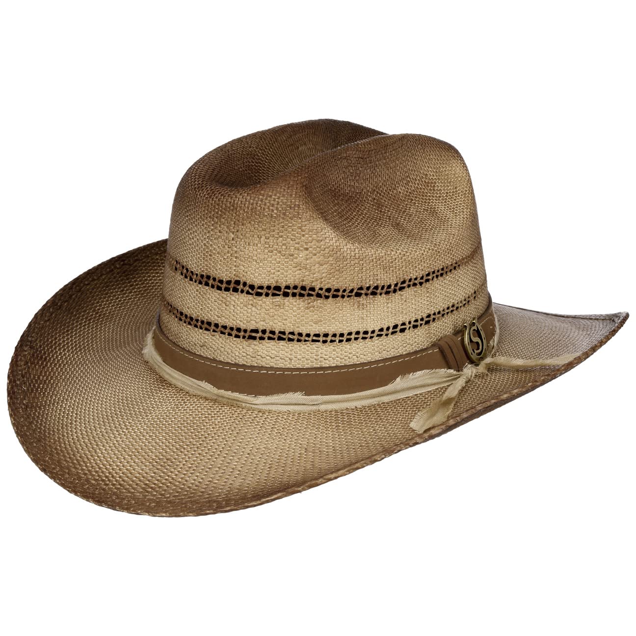 Stetson Sombrero de Paja Caluca Oeste Toyo Mujer/Hombre - Playa Sol Vaquero con Banda Piel Primavera/Verano