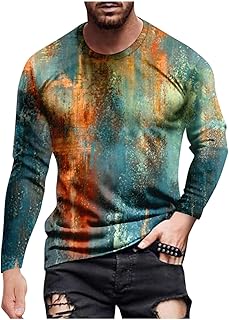 Blusas Hombre Fluido Caer Manga Larga Camisetas Fiesta Moderno Cuello Redondo Fresco Camiseta Adaptar