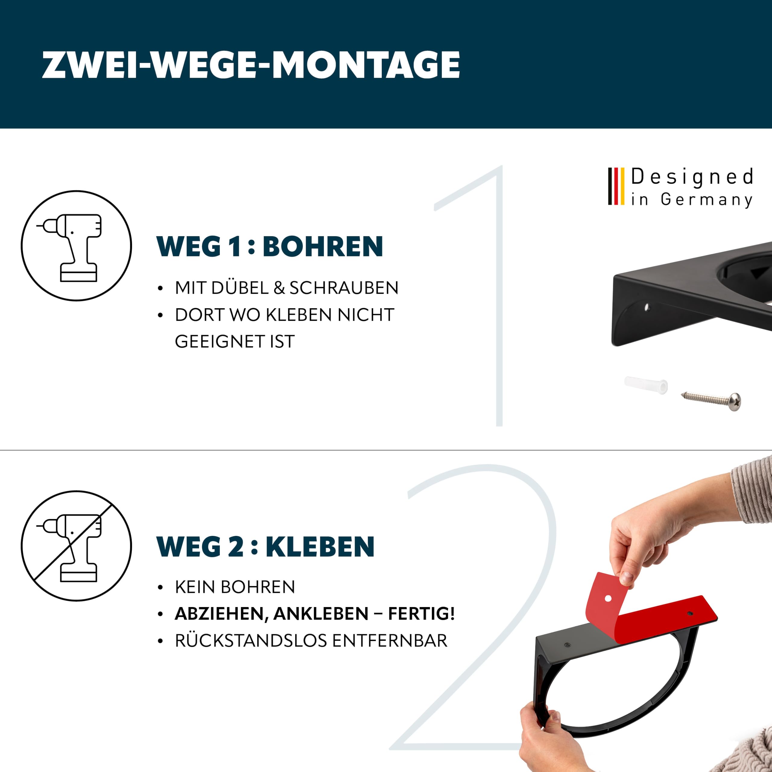 bremermann runder Kosmetikeimer SAVONA mit Softtouch-Oberfläche inkl. Wandhalterung zum Kleben oder Bohren mit Schwingdeckel, Abfalleimer aus Kunststoff, 5,5 Liter Fassungsvermögen (Taupe)