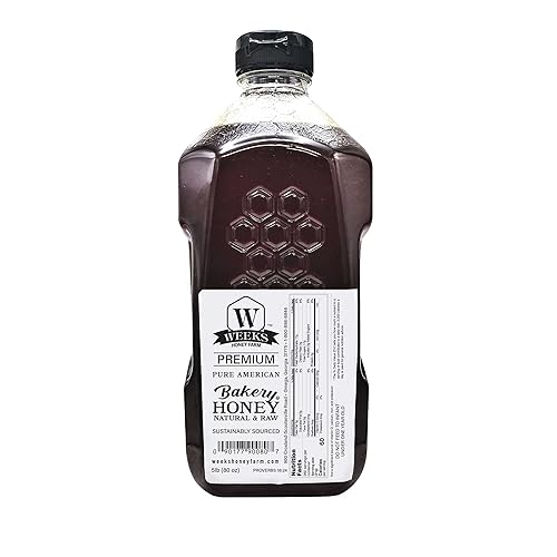 Weeks Honey Farm Miel de panadería premium  100% pura americana  Naturalmente cruda y sin filtrar  De origen sostenible 80 onzas (5 libras)