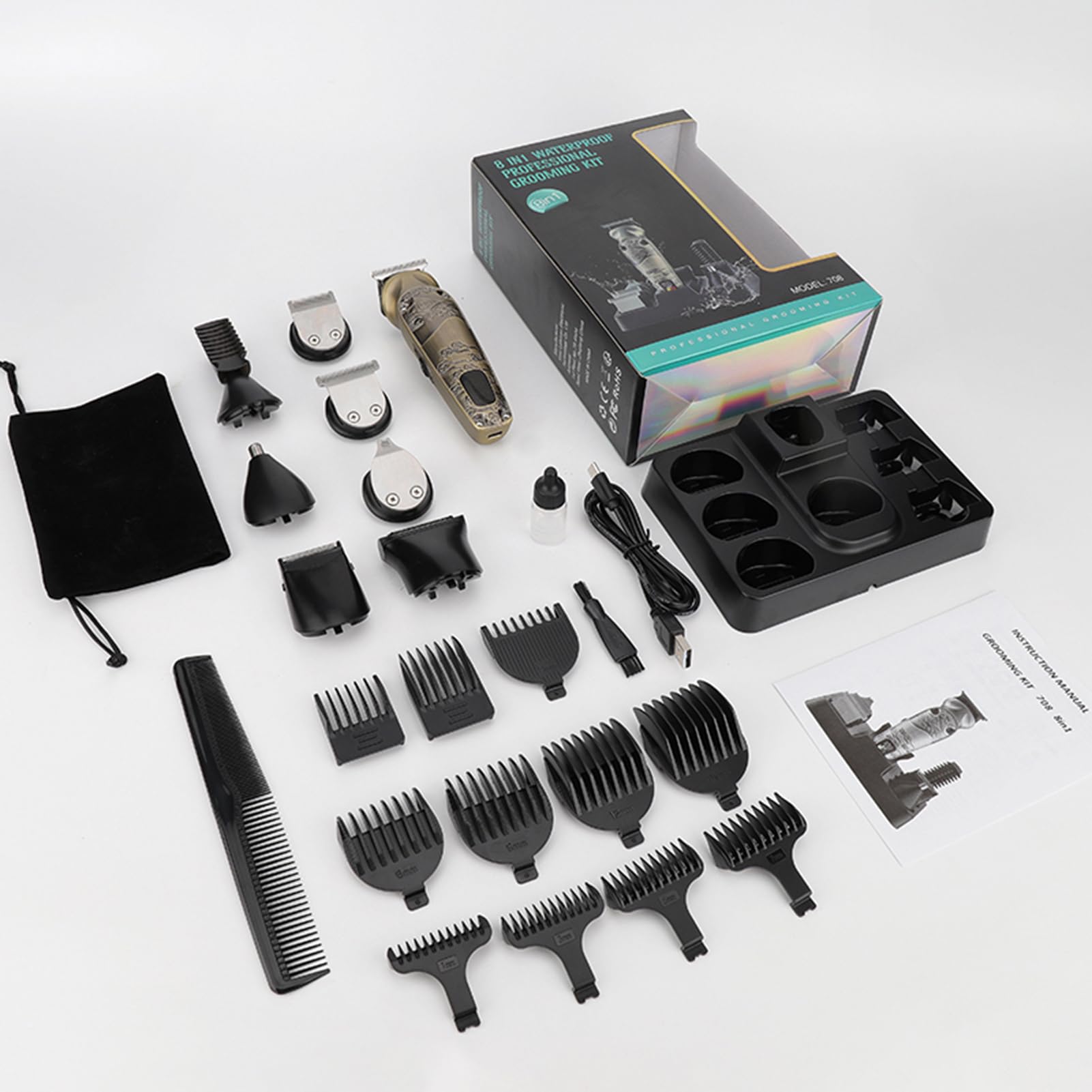 Terrimer per Capelli Elettrici 8 in 1, Rasoi per Capelli e Set di Dettagli con 8 Teste, Display LCD Intelligente e Motore Ad Alta Coppia