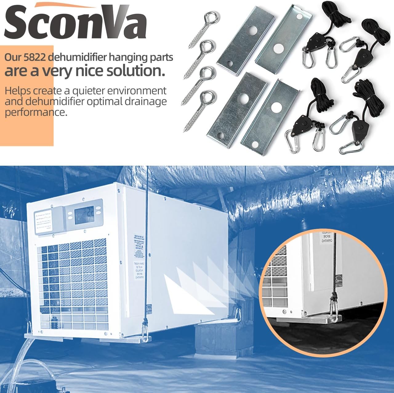 5822 Dehumidifier Hanging Kit for AprilAire Crawl Space, Basement, Whole-House Dehumidifier Models E070, E080, E100, E130, 1820, 1830, 1850, 1852, 1870, 1872 Dehumidifier Parts & Accessories