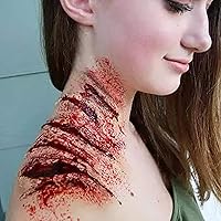Vista 24 de MEICOLY Kit de maquillaje de efectos especiales SFX de 3 piezas, masilla de nariz falsa, cera de cicatrices, gel de costra de sangre falsa, oscuro